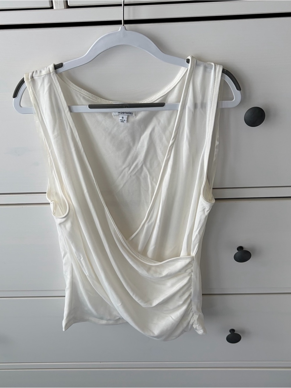 Madison & Berkeley Ivory Draped V-Neck Tank